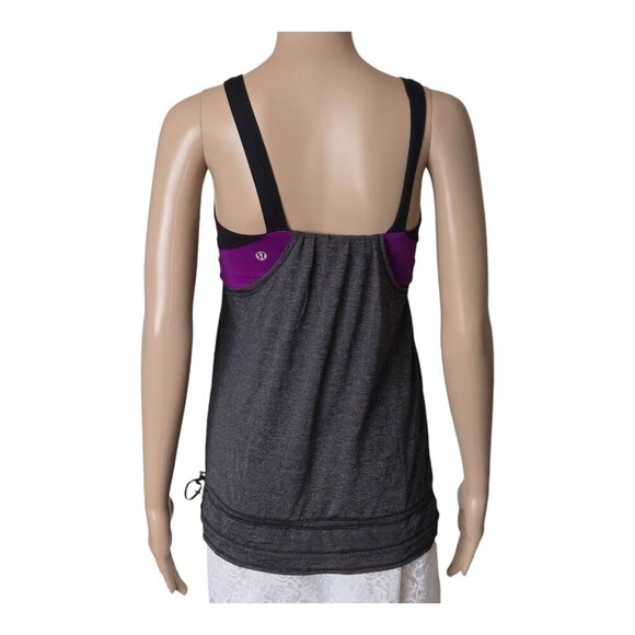 Lululemon Run Back On Track Tank Top Built In Bra Drawstring multicolor size 4 - Picture 3 of 5